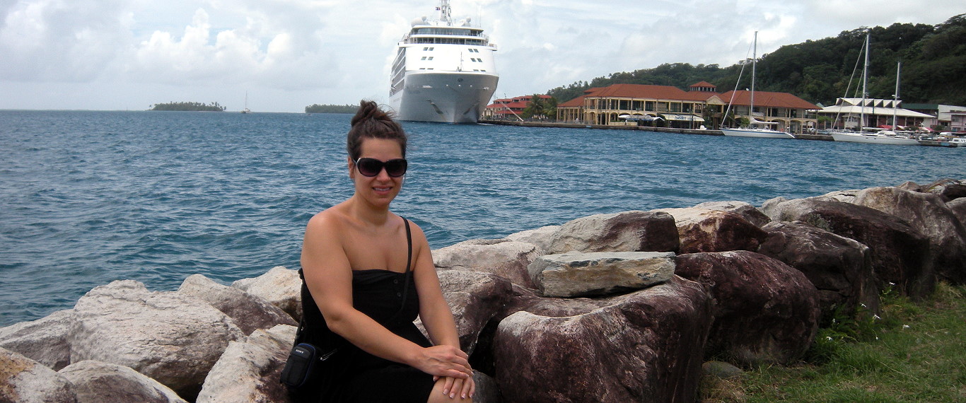 Cruise ship sailing across the ocean